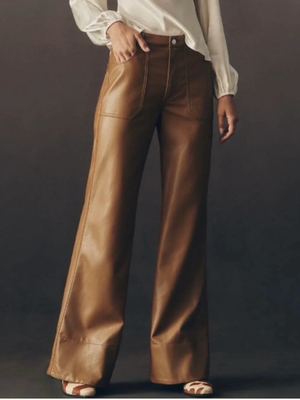 Anthropologie Pilcro The Rylan Faux-Leather Relaxed High-Rise Flare Pants